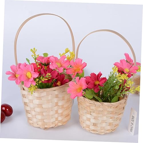 Miniatura 2 de Didiseaon 5pcs Woven Flower Basket Candy Storage Basket Small Wood Baskets Weaving Fruit Basket Woven Hamper Woven Basket Storage Bins with Lids