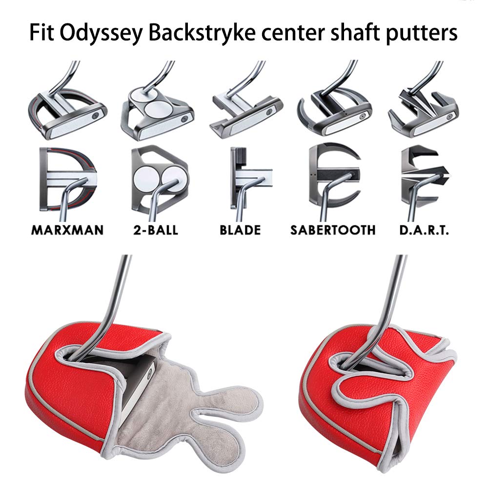 Big Teeth Copertura per Mazza da Golf a Denti Grandi, Protezione per Mazze da Golf, Adatta per Putter Odessey Backstryke Center, Rosso.