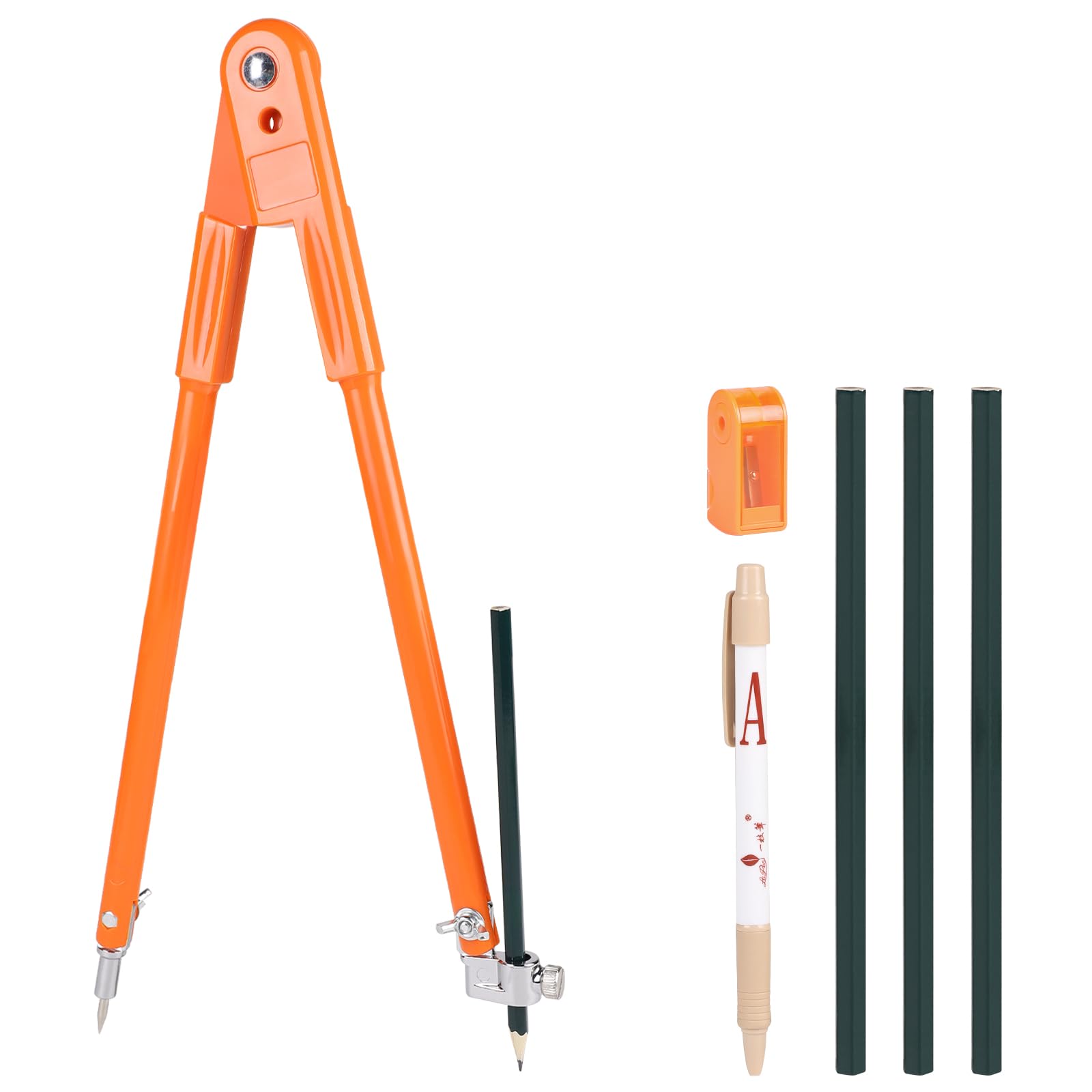 LALAGO Compás Profesional Grande de 400mm, Compás de Carpintero con Lápiz, Compás Ligero Lápiz de Marcado y Trazado para Carpinteros, Carpintería para Dibujar, Trabajos en Metal
