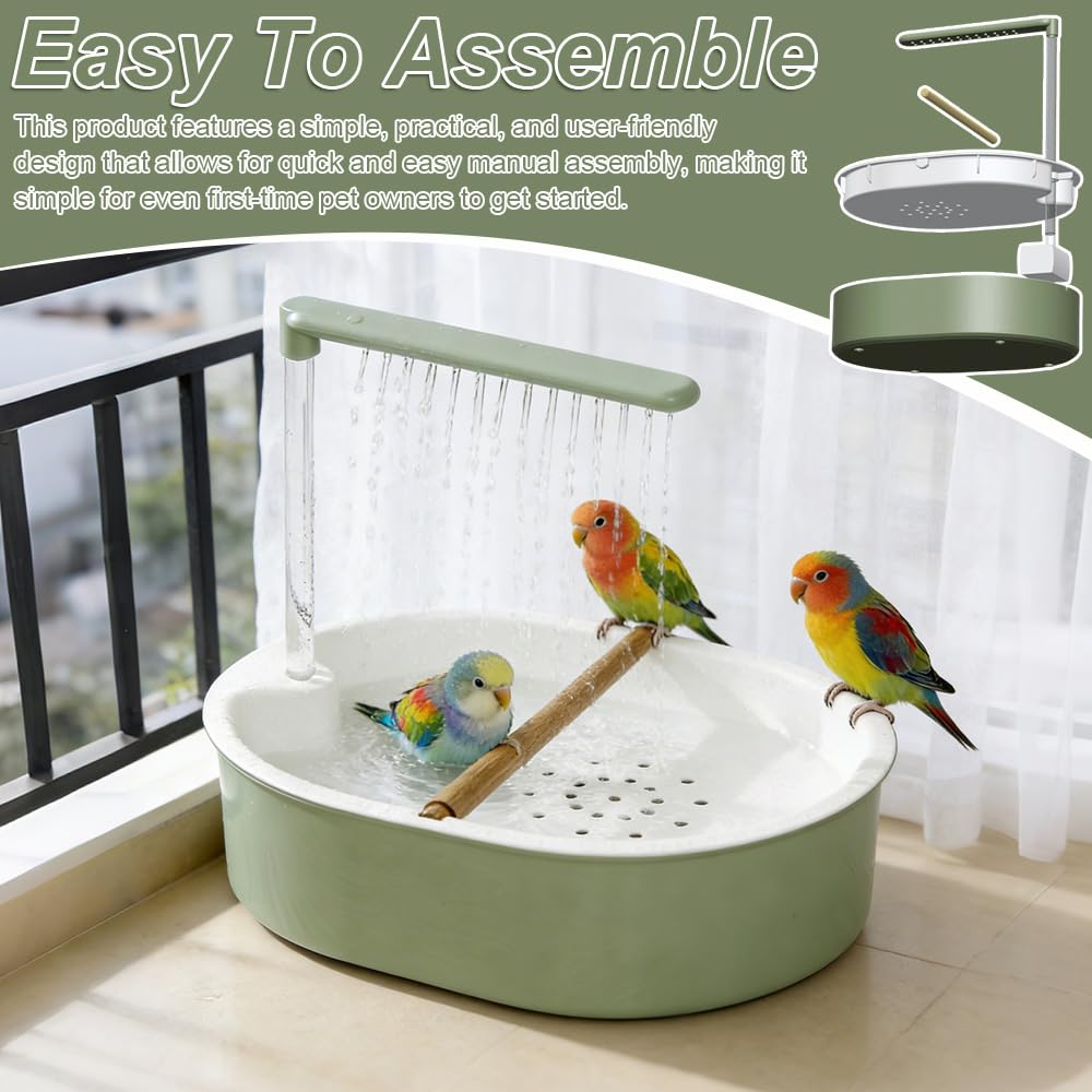 Bañera Automática para Pájaros, Cubo Bañera para Pájaros Cuenco Pequeño para Bañera para Loros con Ducha de Agua Circulante Ducha Bañera para Periquitos Alondras y Pájaros Pequeños