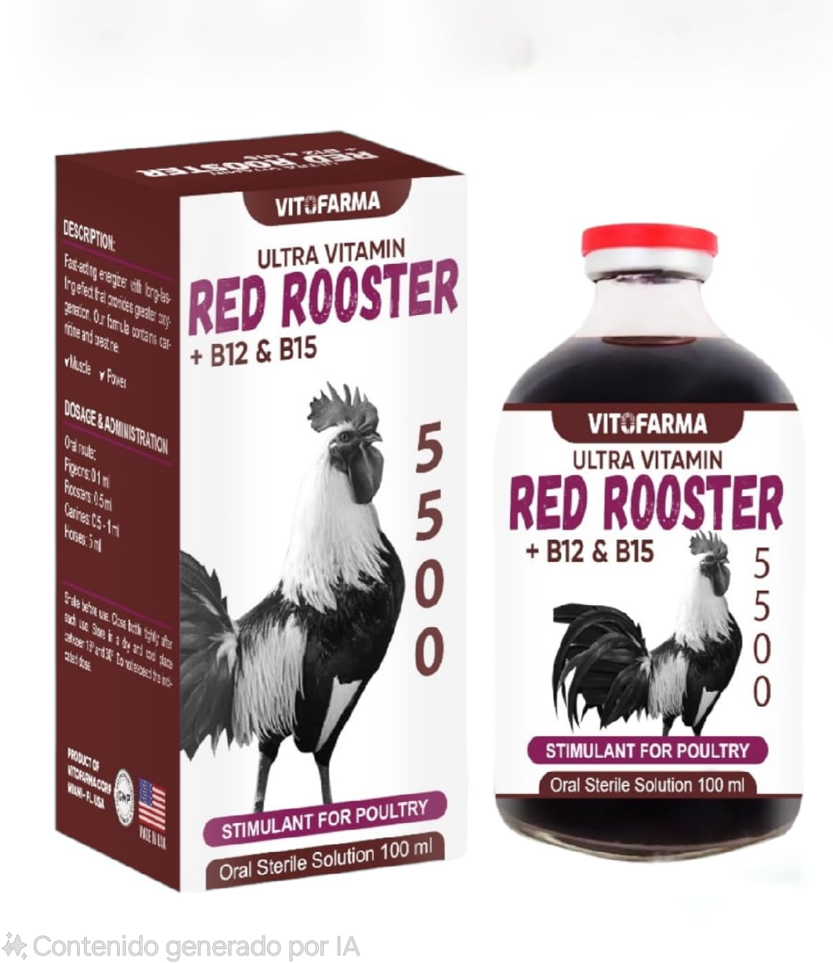 B12 5500 100 ml – Nutritional Energy Support for Roosters – Poultry Feed Supplement – for Animal Use Only
