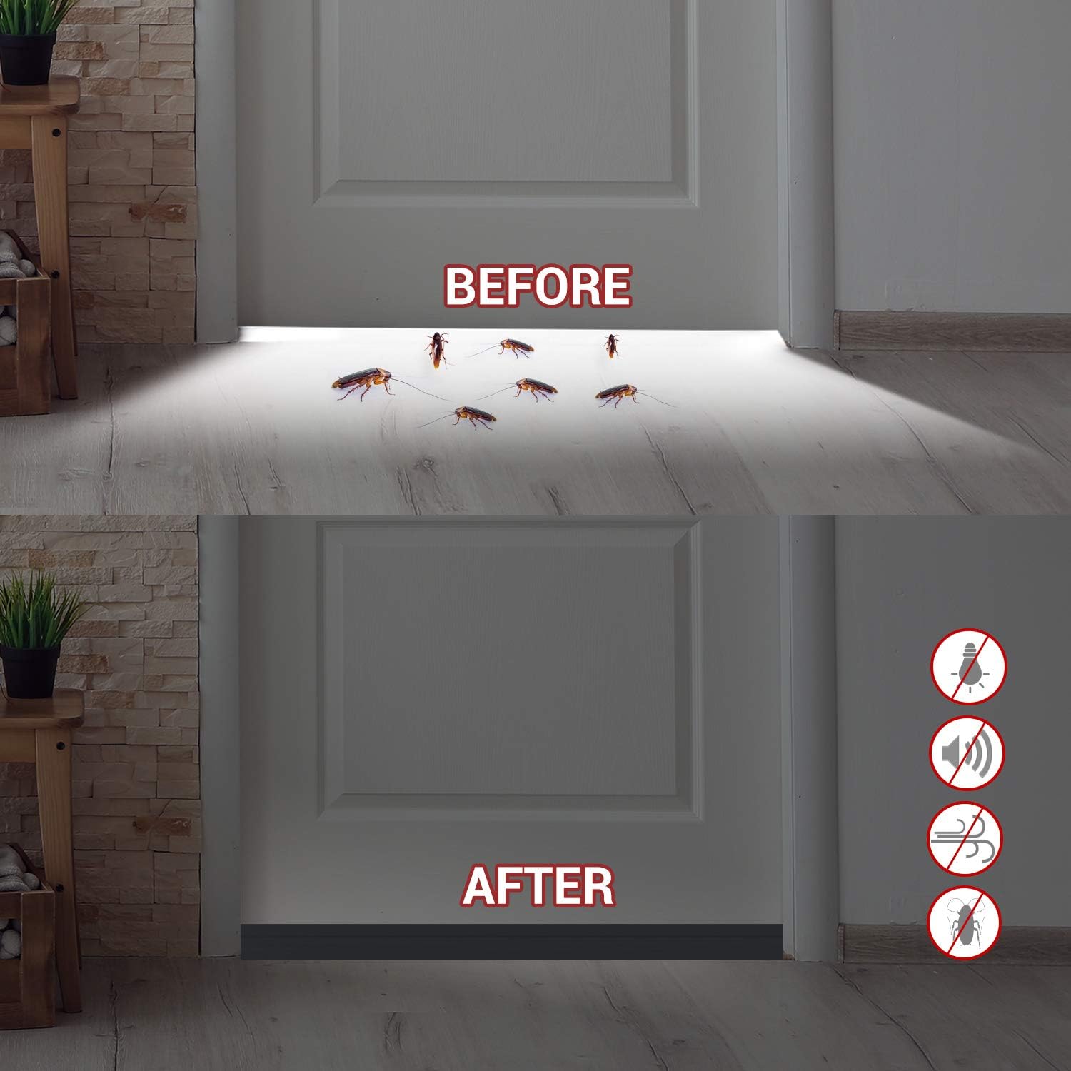 Ohuhu Door Draft Stopper Weather Strip, Under Door Draft Blocker Door Sweep Seal Strip for Exterior Interior Doors, Door Gap Filler Bottom Noise Block Draft Guard Insulator 39" L x2 W Black