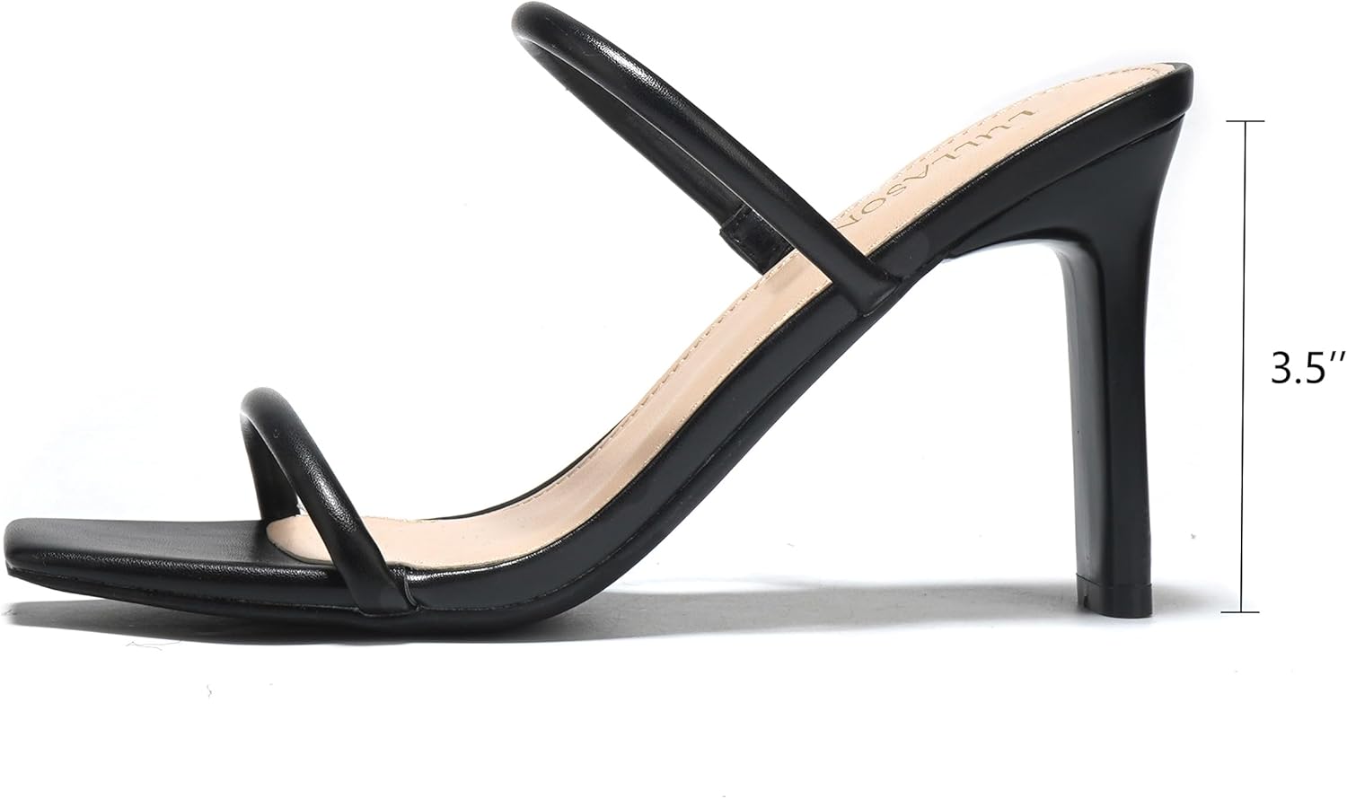 Women's Heels Sandals Block Chunky Mid Heels Slip On Slides 3.5 Inch Heeled Square Open Toe Sandals for Women - Image 7