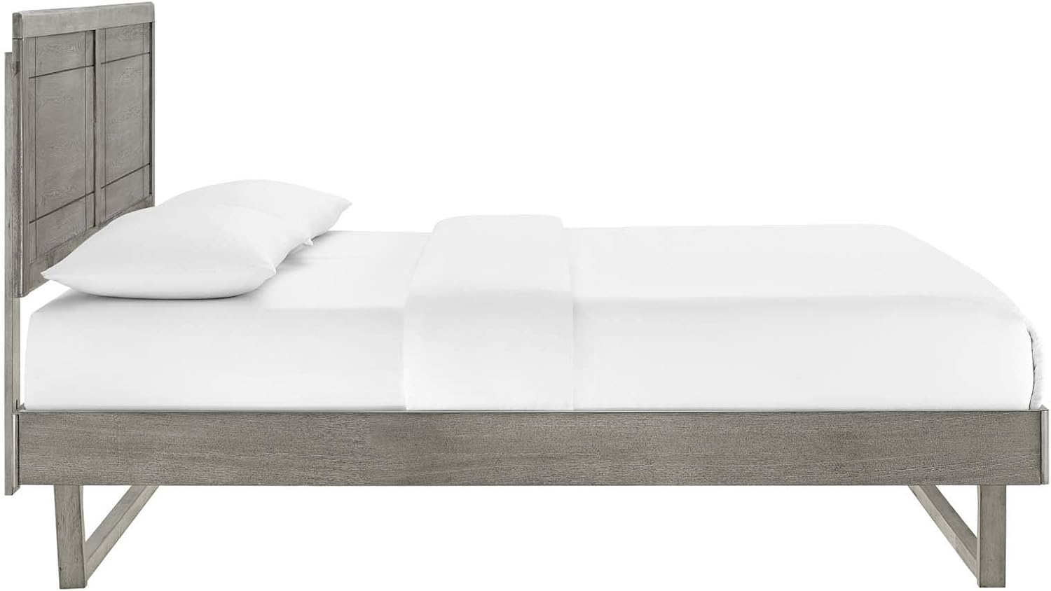 Modway MOD-6381-GRY Marlee Queen Wood Platform Bed with Angular Frame, Gray