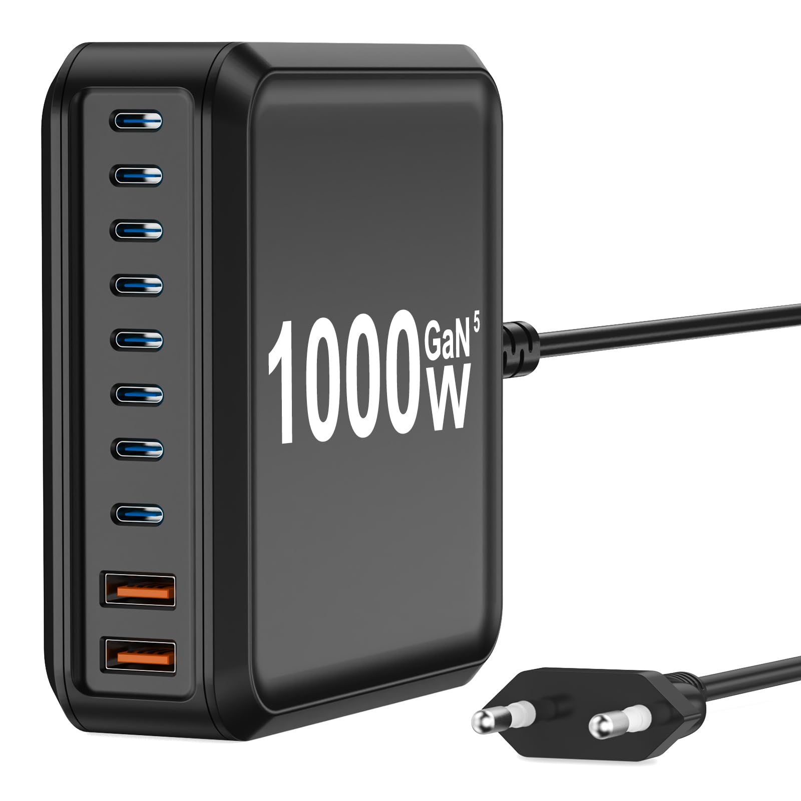 1000W USB C Ladegerät Mehrfach, GaN V 10 Ports USB Ladegerät Mehrfach, 1000W 10-Port Schnellladegerät Kompatibel mit MacBook Pro/Air, iPad Pro/Air, iPhone, Android etc