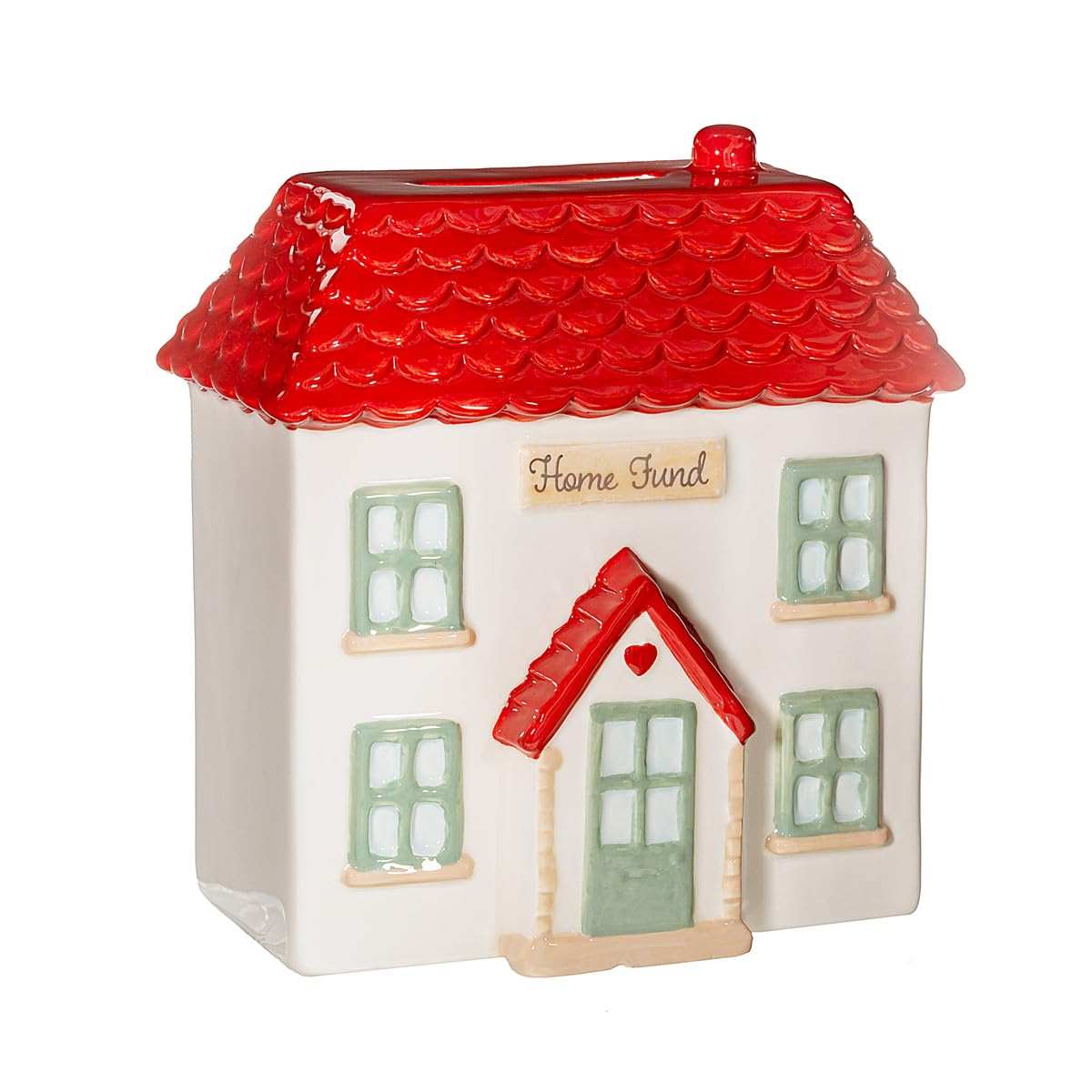 Sass & Belle White, Red House Shaped Money Box – Ceramic House For Kids And Adults. Cute Coin Storage Box & Novelty Savings Jar – Decorative Red Roof Ceramic Piggy Bank
