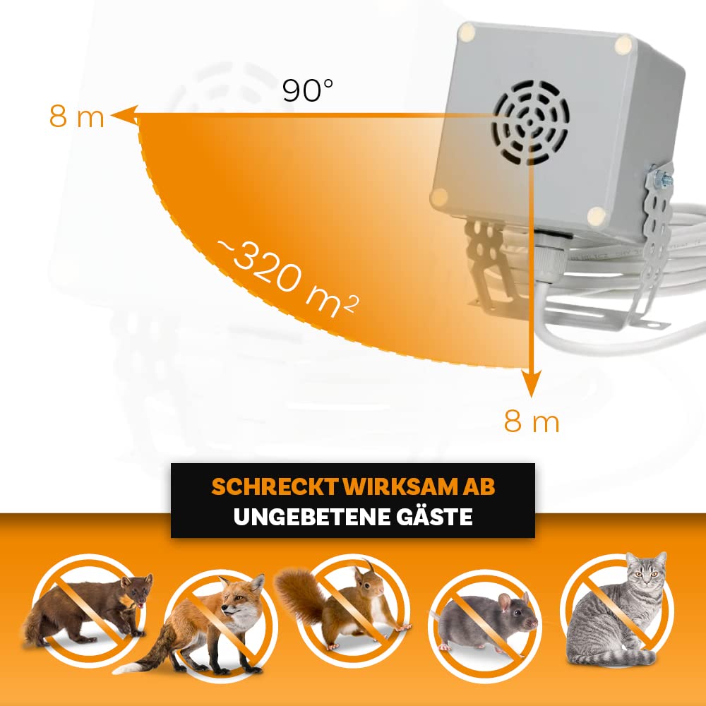 Repelente ultrasónico para roedores 1 altavoz | Silencioso y eficaz | Impermeable | Alta frecuencia | Para el jardín, la terraza y el balcón