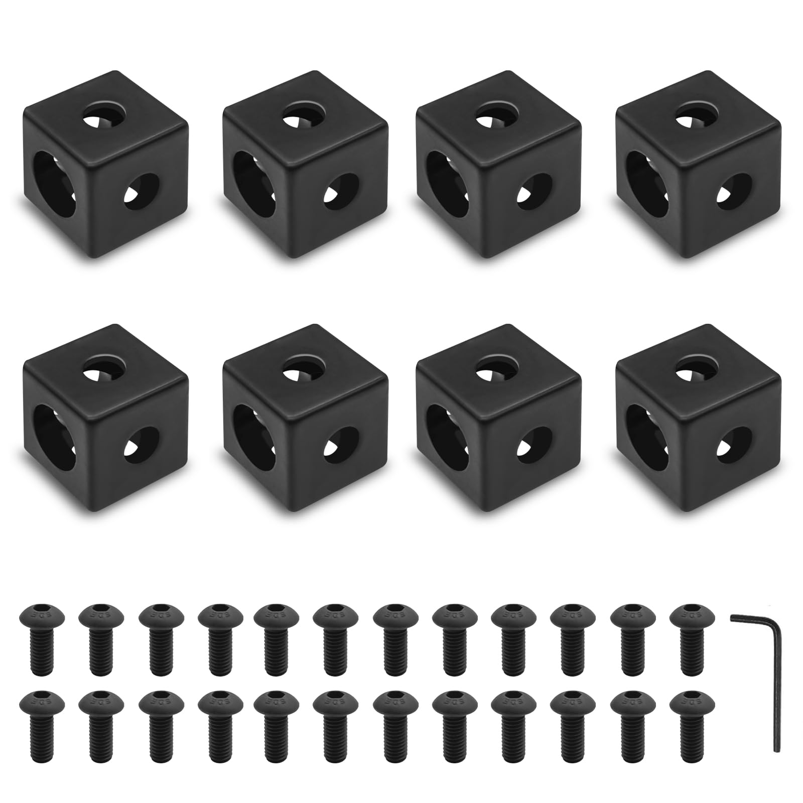 Seekliny 8pcs 2020 Corner Cube M5 for V-Slot 2020 Extrusion Hardware 2020 Aluminum Extrusion Connector Black