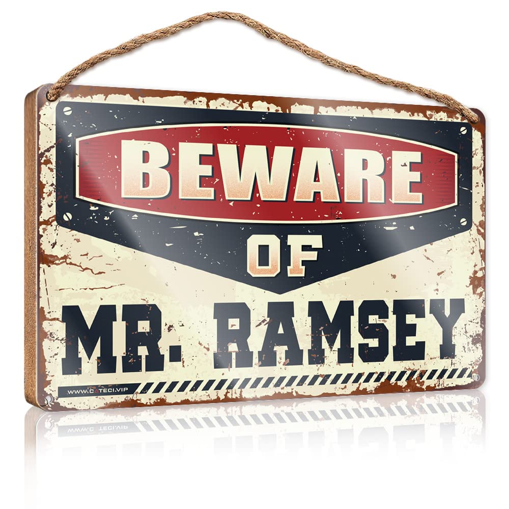 Dtha Women's One Color Wood Decor Sign Beware Of Mr. Ramsey Wooden Sign Summer Door Sign Rustic Wood Sign(23X35cm)