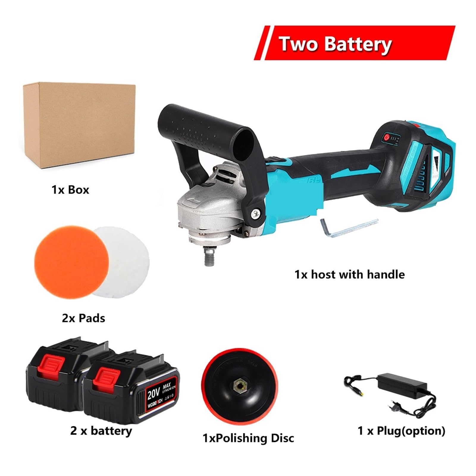 6 biegów bezszczotkowa elektryczna szlifierka do polerowania samochodu kątowa akumulatorowa akumulatora 18V Kamienny marmur(Two battery)