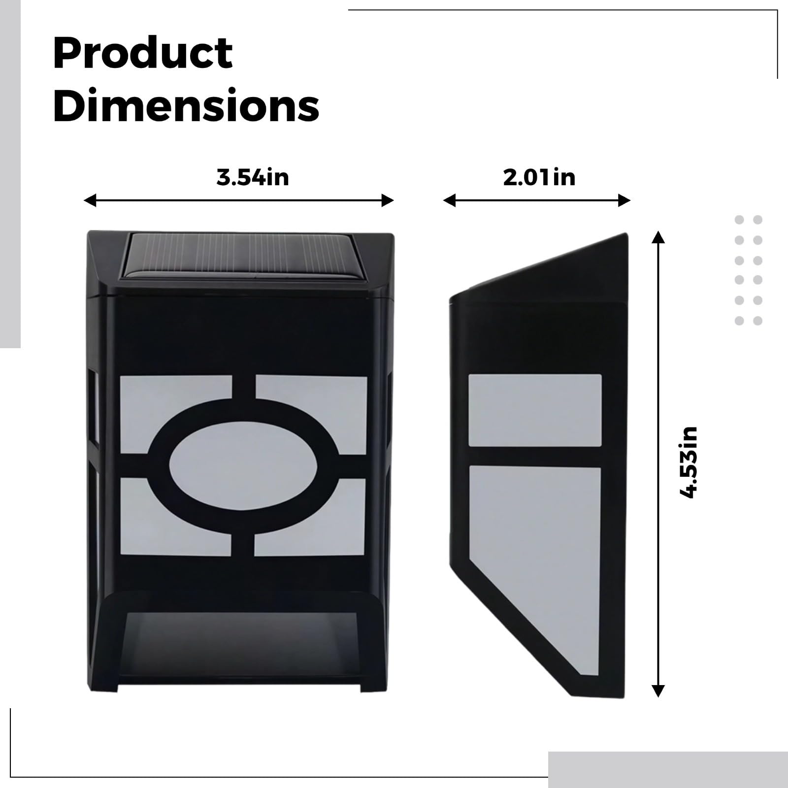 4 szt. solarne światła akcentujące, czarne lampy ścienne LED, ciepłe światło, 8 x 5 x 11 cm, wodoodporne, przełącznik pociągowy, łatwy start