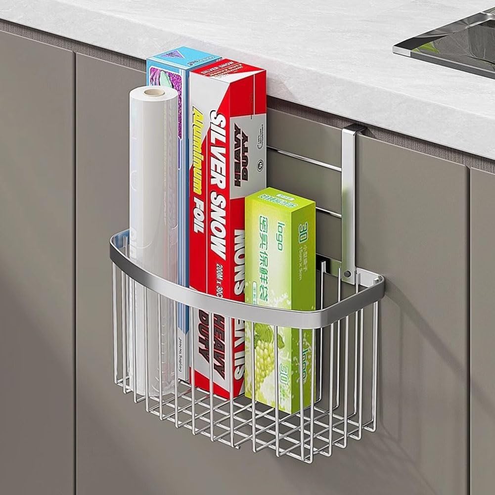 304 stainless steel Storage Basket, Wall Mounted Kitchen Bathroom, Hanging Cabinet Door Storage Basket, no Drilling, Strong Bearing, Suitable for Home