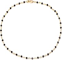 Vista 1 de Joseph Brothers Collar hecho a mano con cuentas negras y doradas para mujer, 14-24 pulgadas Oro amarillo