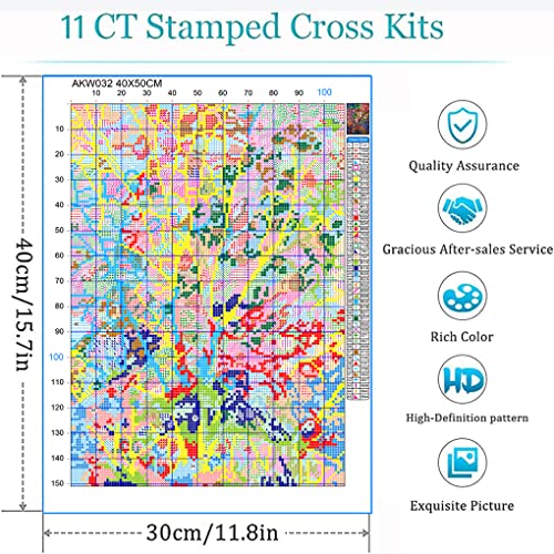 Eiazuiks Stamping Cross Stitch Kit, Tree Of Life Counting Cross Stitch Kit For Adult Beginners, Full Line Diy Cross Stitch Stitching Kit For Home Decor Cross Stitch Patterns 11.8X15.7 Inches #TOP3