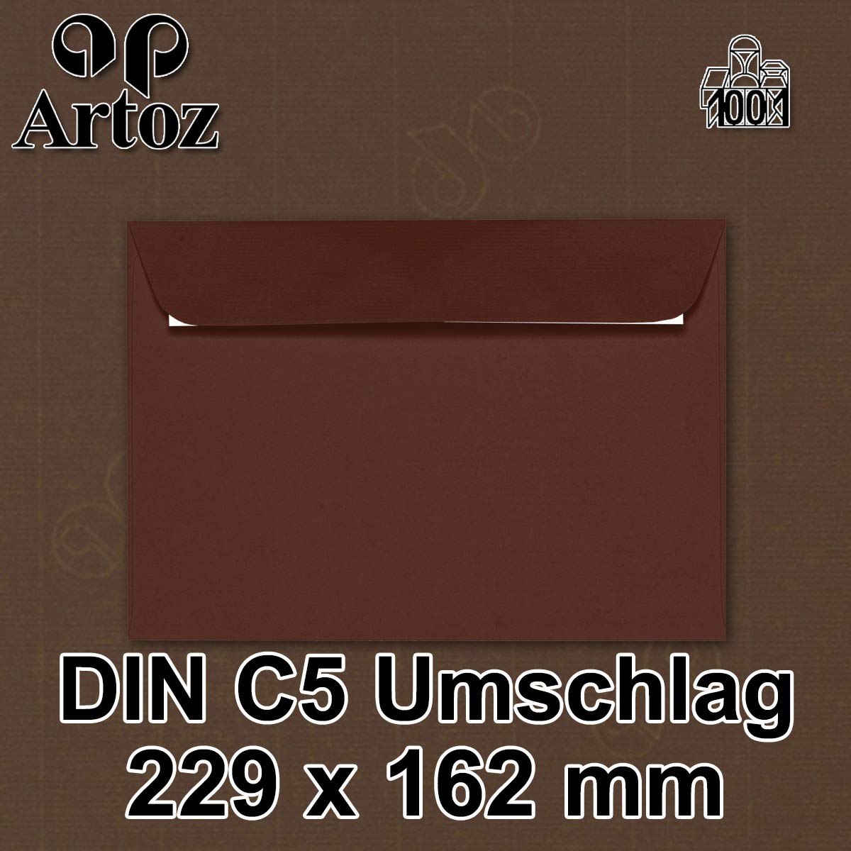 ARTOZ 200 x koperty DIN C5 brązowe (brązowe) - 229 x 162 mm koperta bez okienka - koperty samoprzylepne - seria ARTOZ 1001