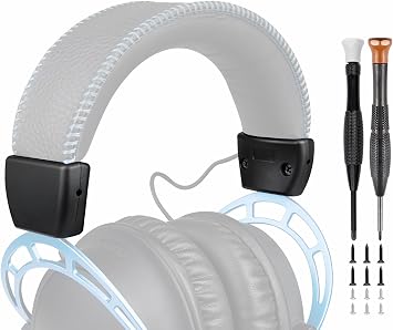 SOULWIT Upgraded Headband Side Cover Sliders for HyperX Cloud 1/2/Pro/Core/2 Core/Alpha/Alpha S/Alpha Pro/CloudX Headsets, Rounded End Caps Replacement Repair Kit Accessories - Black