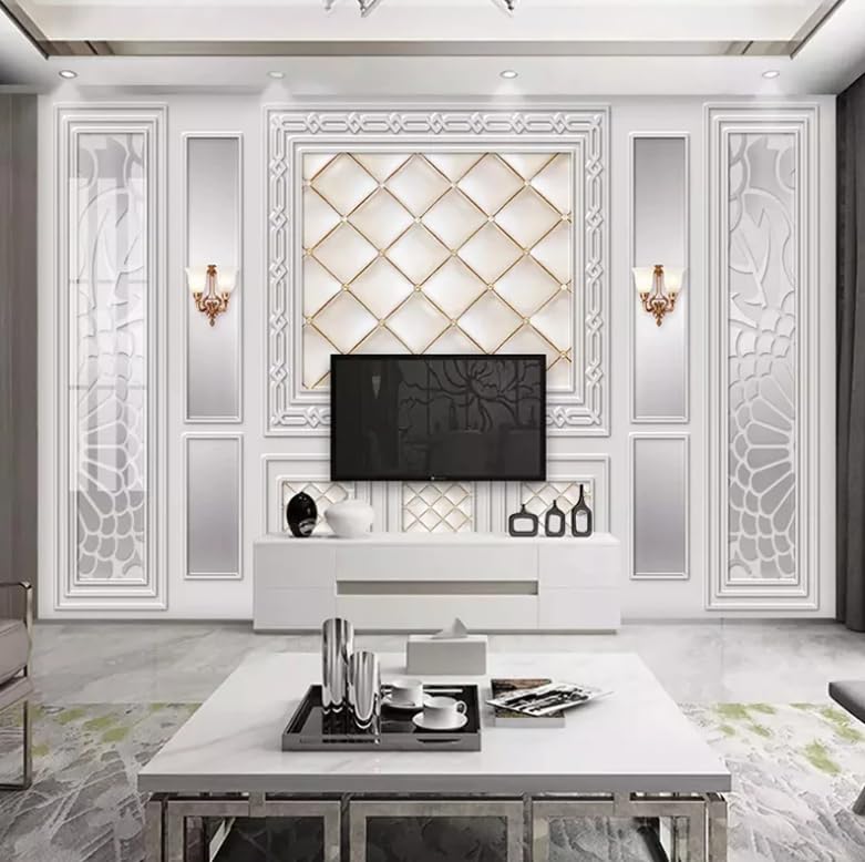 Papier peint canapé style européen décor cuir gaufré 3D pour salon chaleureux