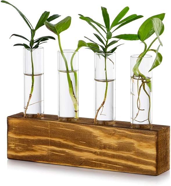 Wisząca szklana stacja do rozmnażania roślin, nowoczesna 4 probówki, wazon na pąki kwiatów w drewnie, stojak terrarium do sadzonek roślin hydroponicznych, dekoracja domu, prezent dla miłośnika roślin