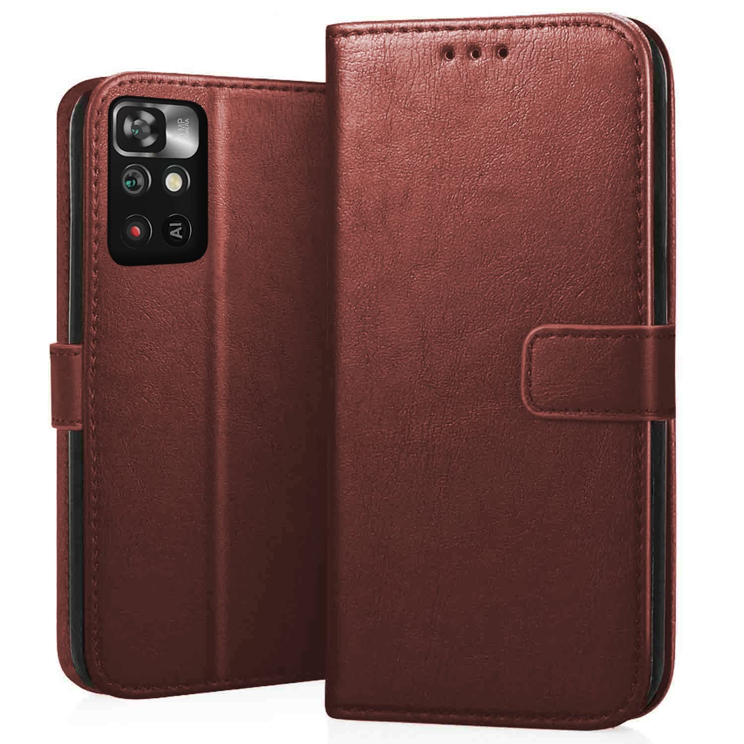 CEDO Redmi Note 11T (5G) / Poco M4 Pro (5G) Flip Cover | Leather Finish | Inside Pockets & Inbuilt Stand | Shockproof Wallet Style Magnetic Closure Back Case Flipcover (Brown) (B09MN3KVY2) Amazon Price History, Amazon Price Tracker