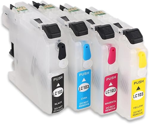 Miniatura 2 de F-INK Cartucho de tinta recargable vacío de repuesto para Brother LC103 LC105, funciona con MFC-J4510DW J450DW J285DW J470DW J475DW J650DW J870DW