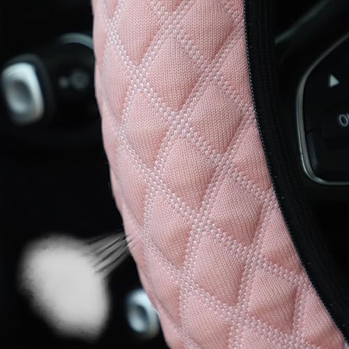Miniatura 9 de Funda de cuero universal de 15 pulgadas para volante de automóvil, transpirable, antideslizante, protector para volante de automóvil para mujeres y