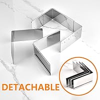Vista 3 de Guowall Molde de anillo extensible de acero inoxidable para tartas con forma cuadrada desmontable, molde de mousse antiadherente para herramientas