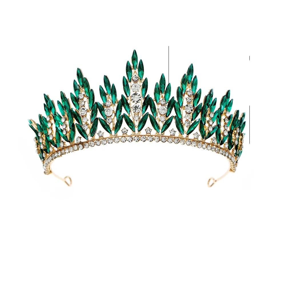 Corona e Tiara con Strass di Cristallo per Donne e Ragazze, Gioielli per Capelli da Sposa e da Festa (Oro GN)