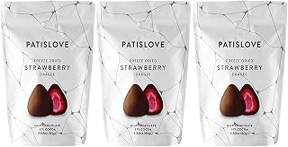 3-Pack Patislove Milk Chocolate Freeze Dried Strawberry Dragee | Premium Swiss Milk Chocolate Coated Real Strawberries | No Preservatives, No Artificial Colors, 2.82oz (80g) Each