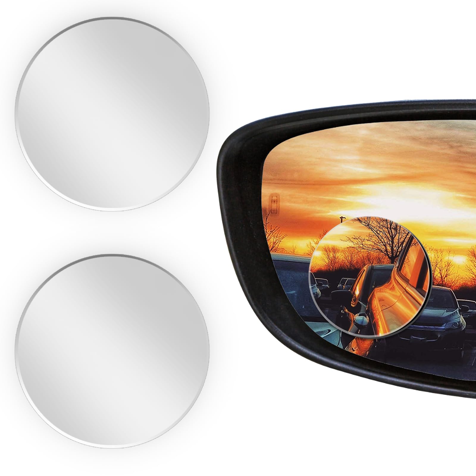 2Pcs Cars BlindSpot Mirrors Side Mirror Removable Adjustabe Angle Round Wide Angle Convex RearView Mirror Car Accessories Universal HD Glass for Suvs Auto Motorcycles RVs