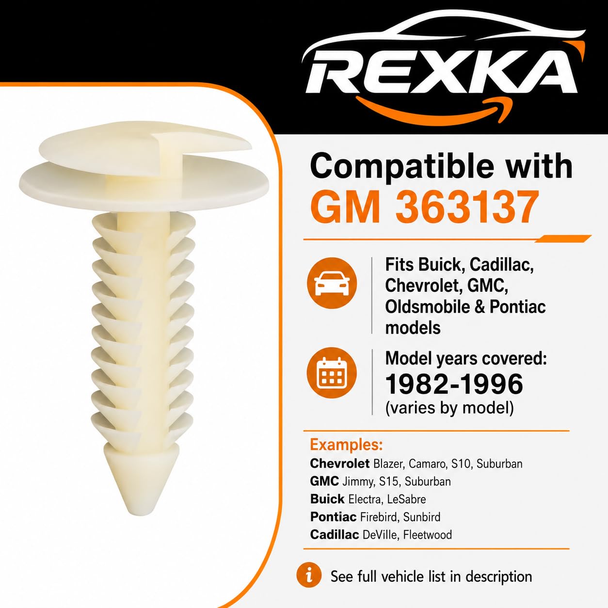 Rexka 30 Stück Türverkleidungshalter-Clips, kompatibel mit GM 363137 Chevrolet Blazer Silverado Truck GMC Yukon