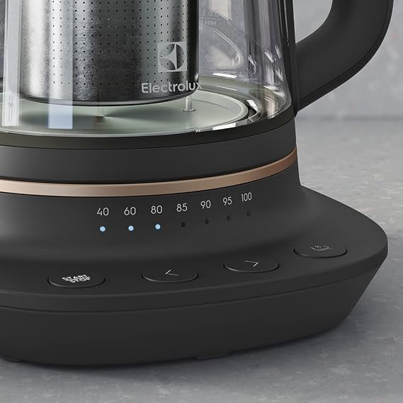 Electrolux E7GK1-8BP Explore 7 Glass Kettle | 1.7L Capacity, Teapot Basket, Adjustable Temperature, Keeping Warm, Glass Body | For Tea, Coffee and Hot Drinks