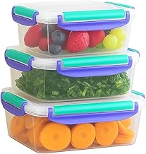 مجموعة علب حفظ طعام من 3 قطع مثلثة الشكل، سعة 500 مل/1 لتر/1.5 لتر مع أغطية محكمة الإغلاق، منظم بلاستيك آمن للاستخدام في الميكروويف وغسالة الأطباق للخضراوات والفواكه والوجبات الخفيفة، لون أرجواني
