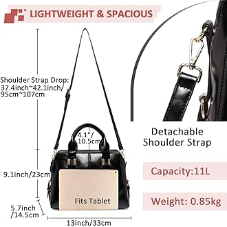 VASCHY Satchel Bag for Women, Faux Patent Leather Top Handle Handbag Work Tote Purse with Triple Compartments