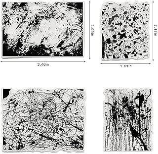 4 Styles Art Painting Background Clear Stamps for Card Making Decoration DIY Scrapbooking, Lines Dots Background Transparent Rubber Seal Stamps for Photo Card Album Crafting Supplies.