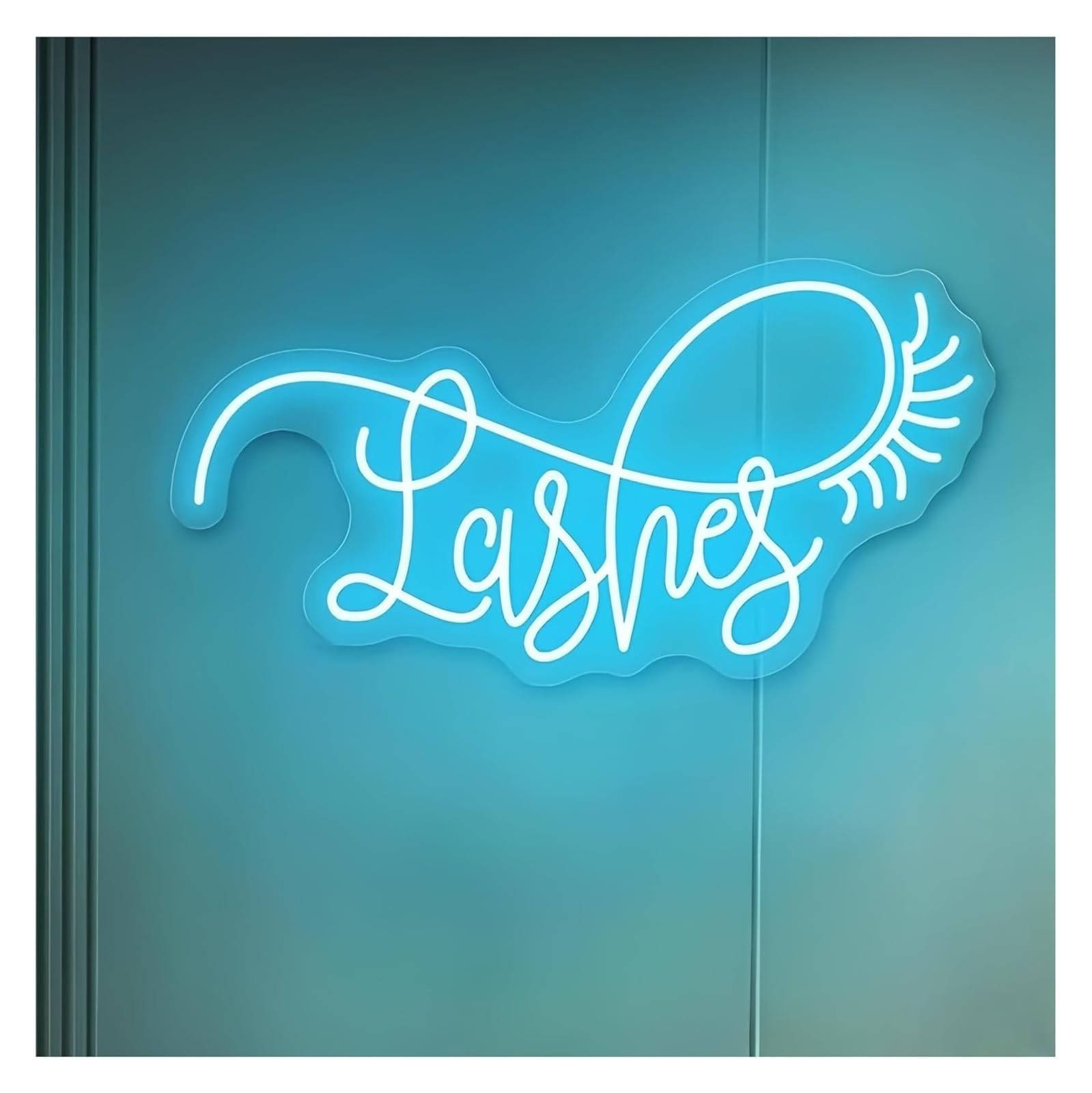 Insegna luminosa al neon con ciglia e atmosfera rilassante per pareti, attività commerciali, bellezza(B,63X33CM)