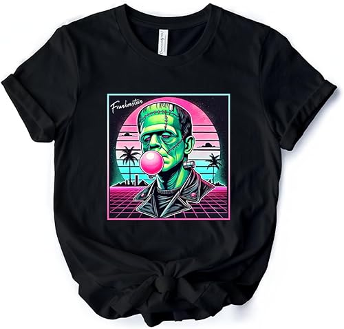 Vaperwave Frankenstein - Camiseta de terror neón retro de los años 80 de Synthwave