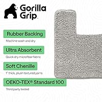 Vista 3 de Gorilla Grip - Tapete de baño afelpado, absorbente, peludo, de felpilla, para base de inodoro cuadrada, reverso de goma, suave, de microfibra, claro