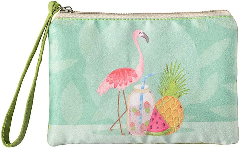 Rantanto Small Cute Cash Coin Purse, Canvas Change Purse, Kawaii Coin Pouch With Handle Christmas Gift For Women Teenager Girls (BG0017-1 Flamingo)