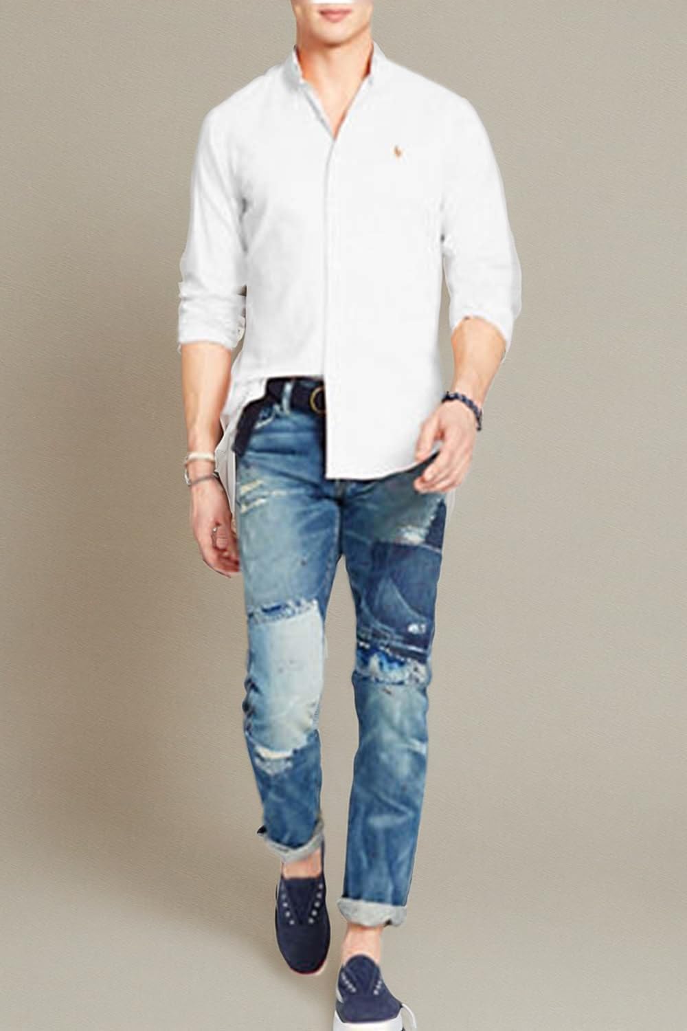 Camisa Oxford de manga larga con botones Ralph Panama Ubuy