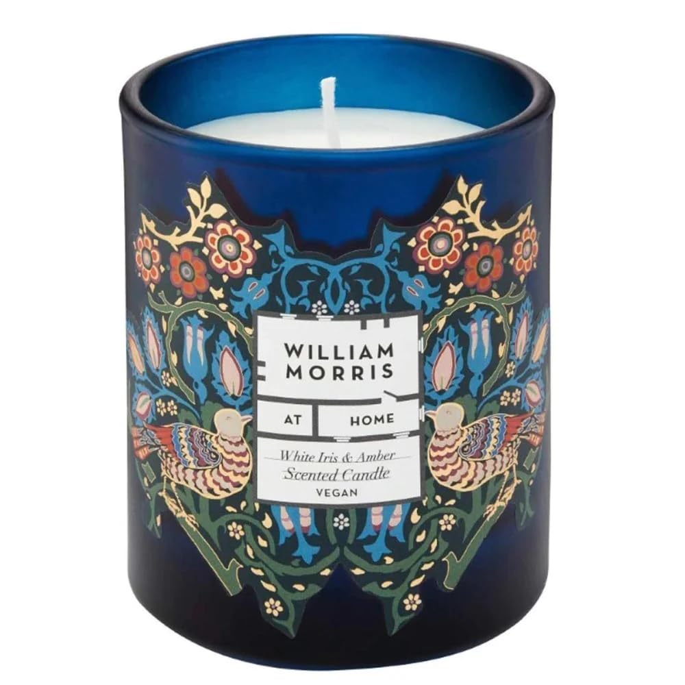 William Morris At Home Dove & Rose White Iris & Amber Scented Home Candle Luxury Gift, 180g, FG3163