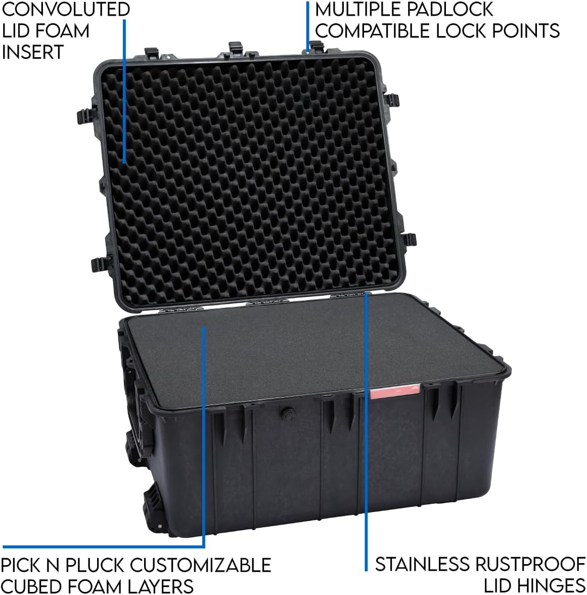 DCB Cases - Element 8477F Waterproof Rolling Hard Case with Foam Insert | IP67 Dustproof Impact-Resistant Protective Equipment Case | 33 x 28 x 17 | Wheels | Telescoping Handle