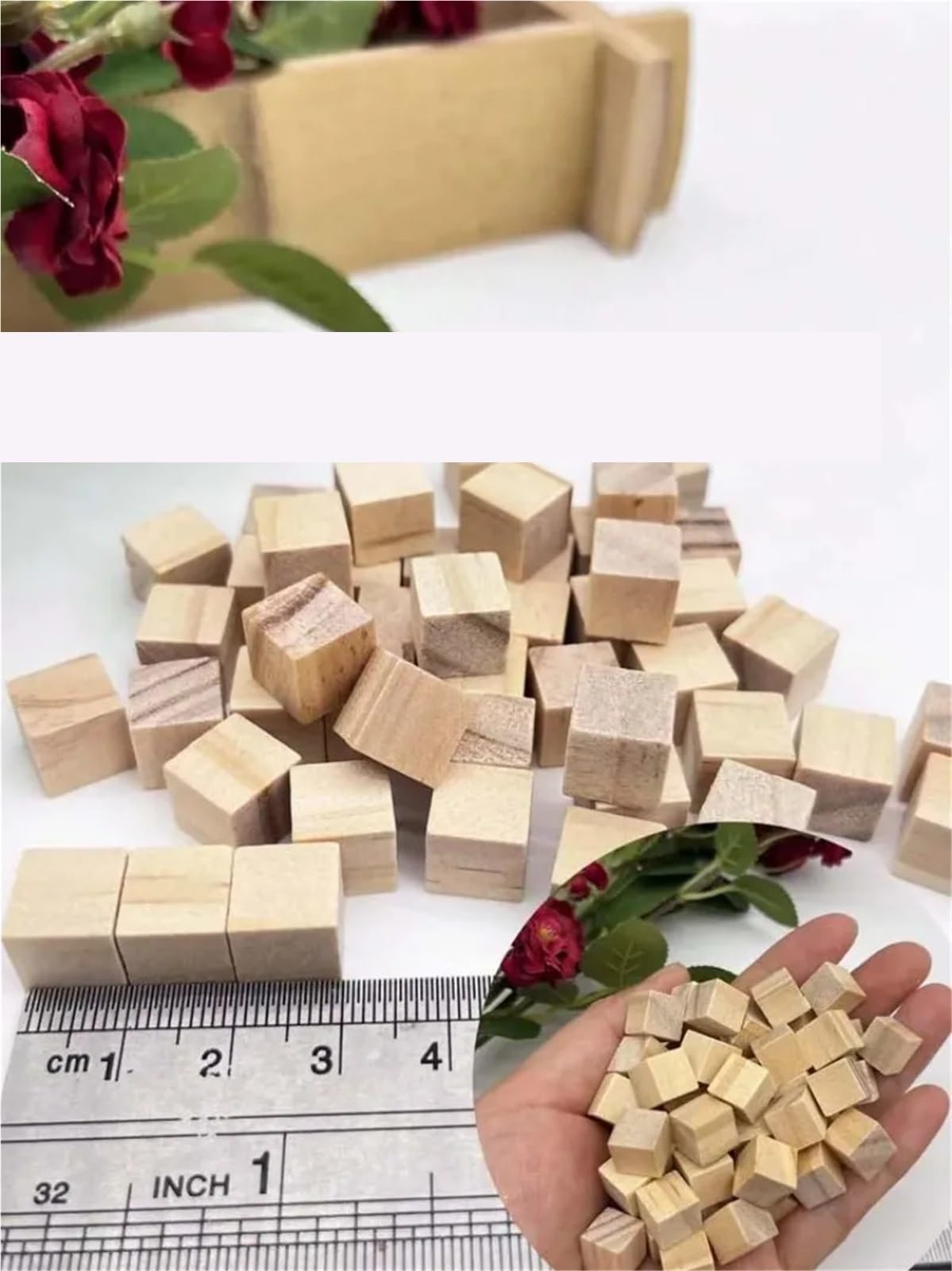 500 piezas de bloques madera sin terminar 10 mm, cubos for manualidades y rompecabezas, decoración del hogar, artes manuales