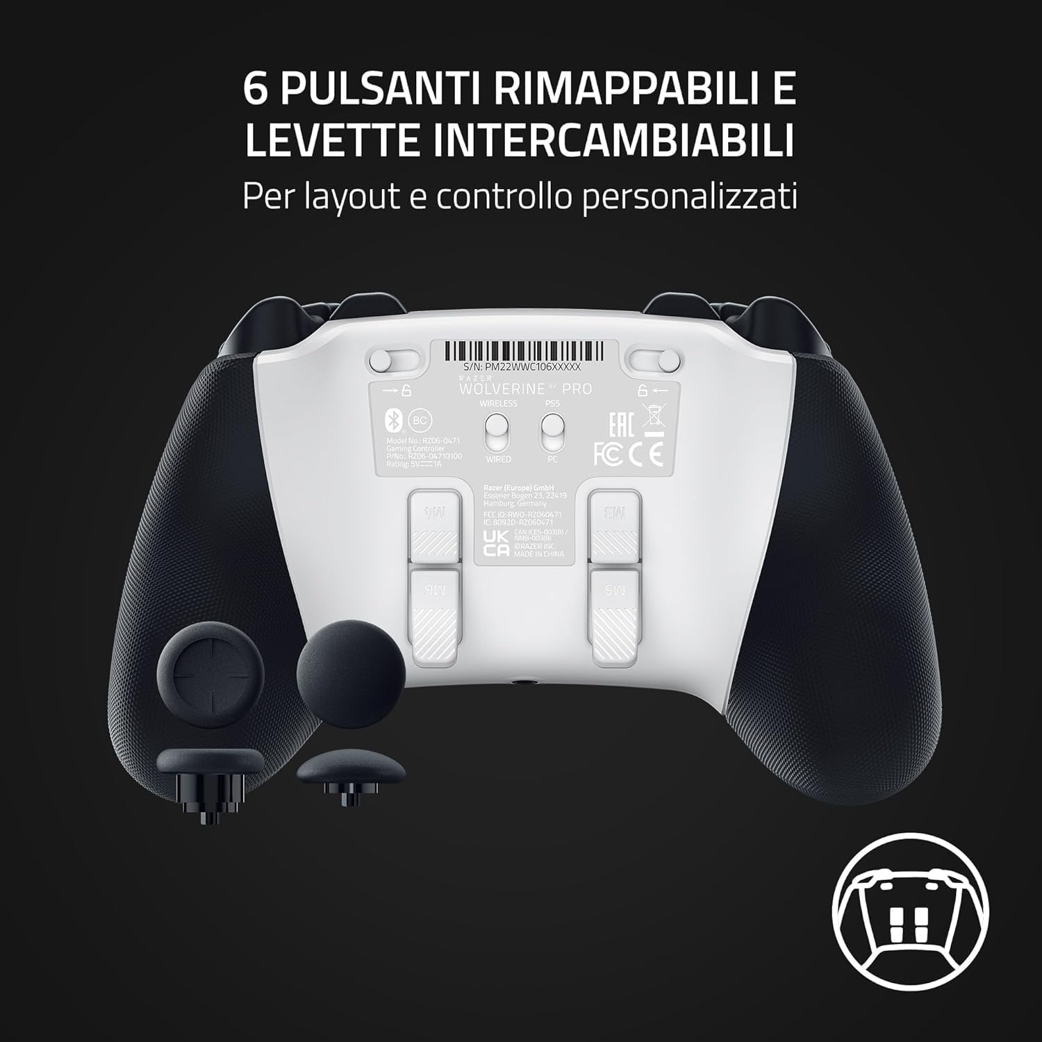 Razer Wolverine V2 Pro - Controller wireless per PS5 e PC (HyperSpeed Wireless - Mouse gaming - Immagine 6