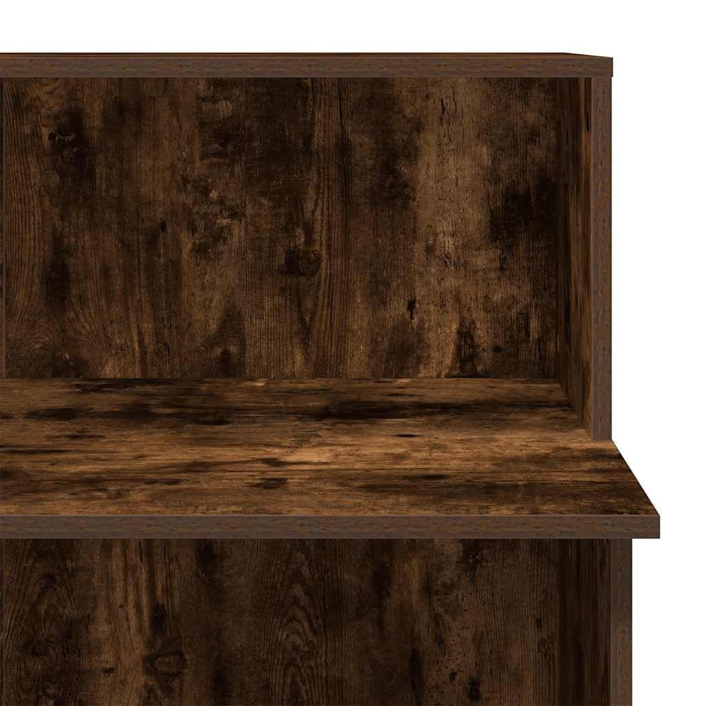 Bancone Reception Rovere Fumo 100x50x103,5 cm in Truciolato | Mobile cassa per ufficio, salone di bellezza o clinica con ripiano integrato per documenti e accessori.