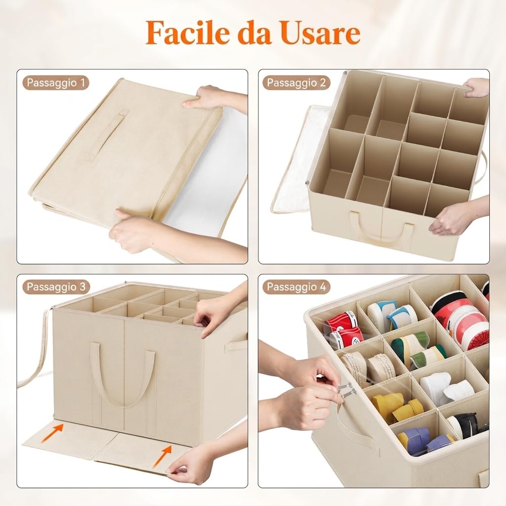 Lifewit Organizer Scarpe Armadio Pieghevole, Scatole per Scarpe Salvaspazio con Coperchio per 12-16 Paia, Shoes Organizer con Supporto Inferiore e Manici Rinforzati, Beige, Set di 2 per 24-32 Paia