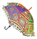 handgefertigt UML01807 Jahrgang bestickter Arbeit Sun-Entwurf traditionellen gefranst Sonnenschirm Basis 61 x 71 cm