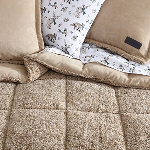 Image of Eddie Bauer - Queen Comforter Set, Microsuede Bedding with Soft Sherpa Reverse, 3 Piece Bed Set with Matching Pillowcases (Sherwood Brown)