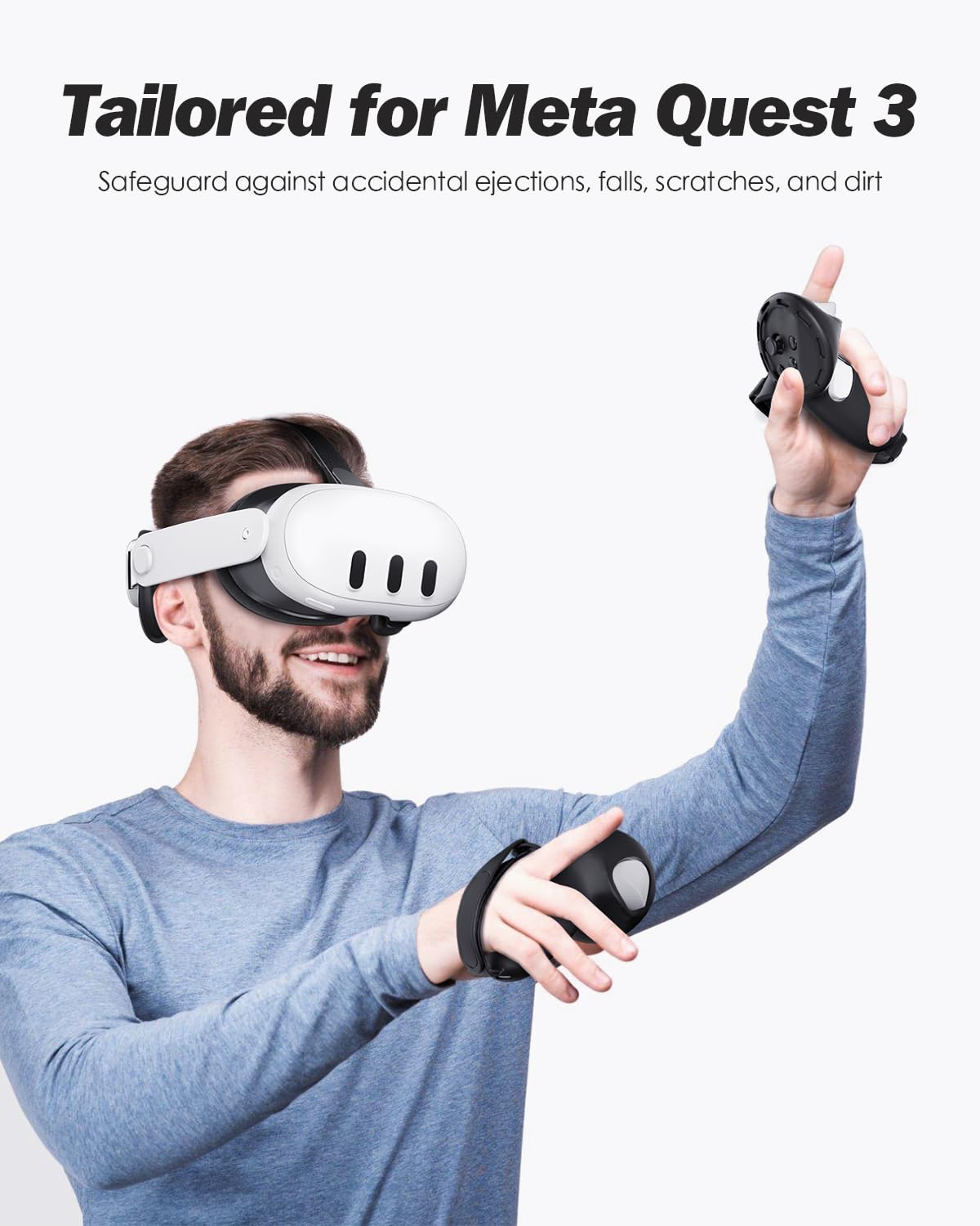SUPERUS Controller Grips Cover for Meta Quest 3S/Quest 3, Anti-slip Texture - VR Accessories with Adjustable Knuckle Straps — view 2