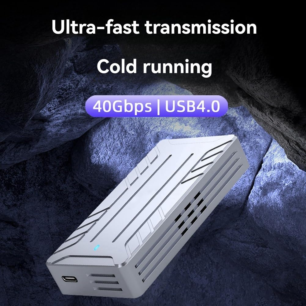 Obudowa dysku SSD 40 Gb/s NVMe M.2 na USB z wbudowanym wentylatorem chłodzącym aluminiowa obudowa obsługuje rozmiary 2242/2260/2280