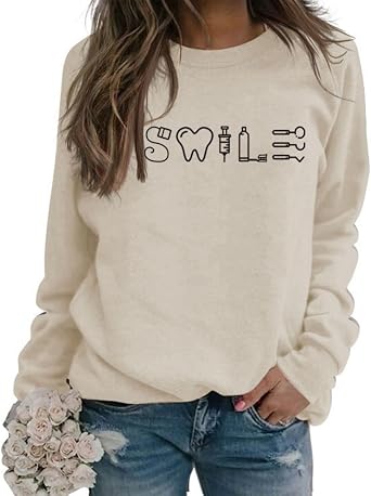 Smile Teeth Sweatshirt for Women Dentist Crewneck Sweatshirt Smile Dental Long Sleeve Shirt Dental Student Shirt